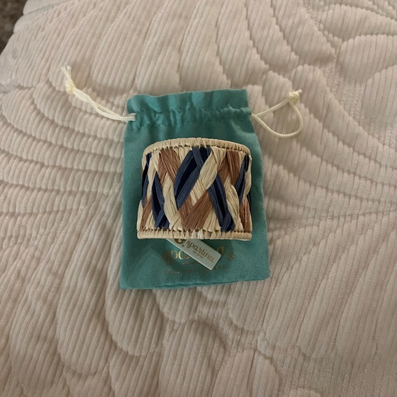 Spartina Woven Cuff Bracelet-Natural and Blue-New with Tags - Picture 4 of 4